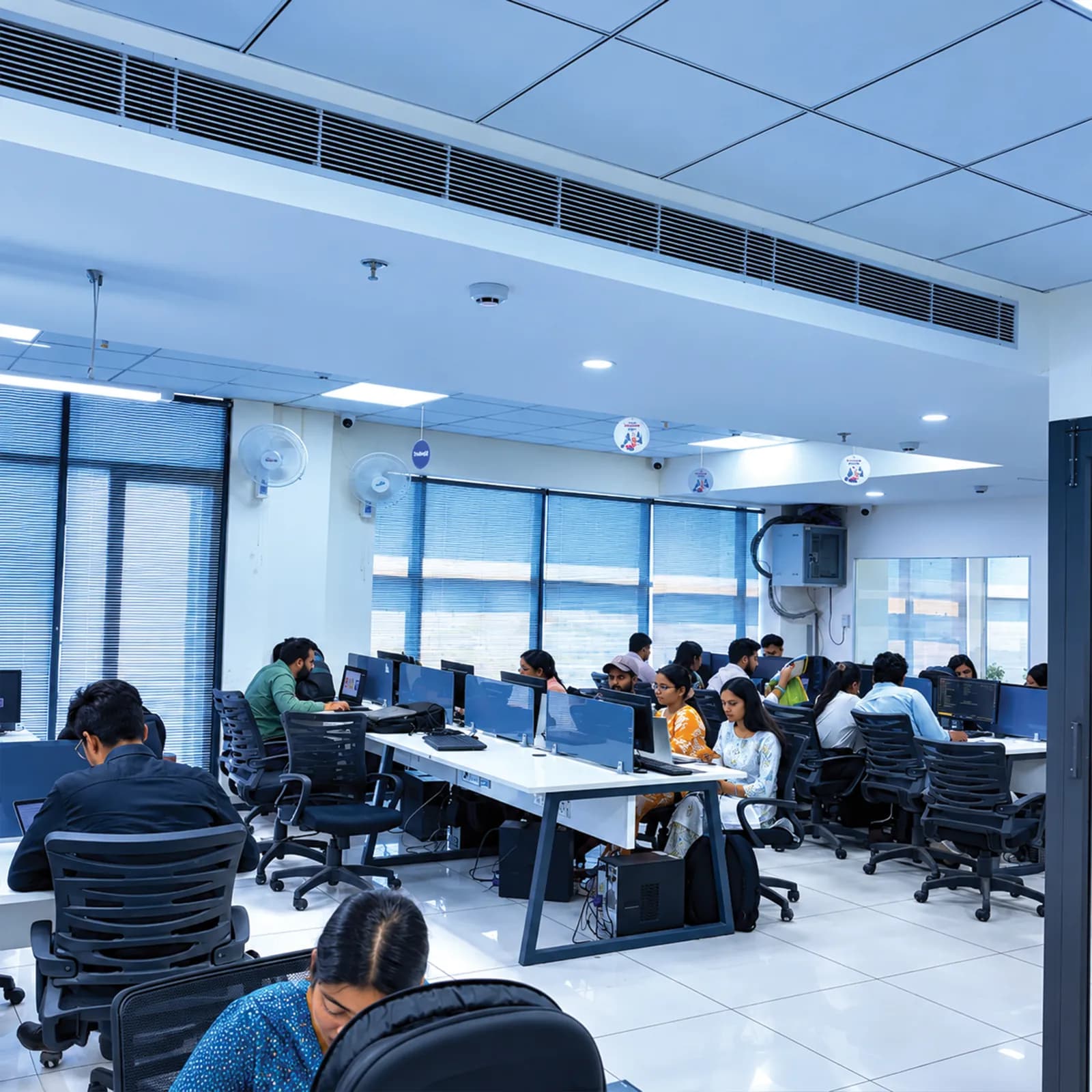 Open-plan lab with students working at their own desks