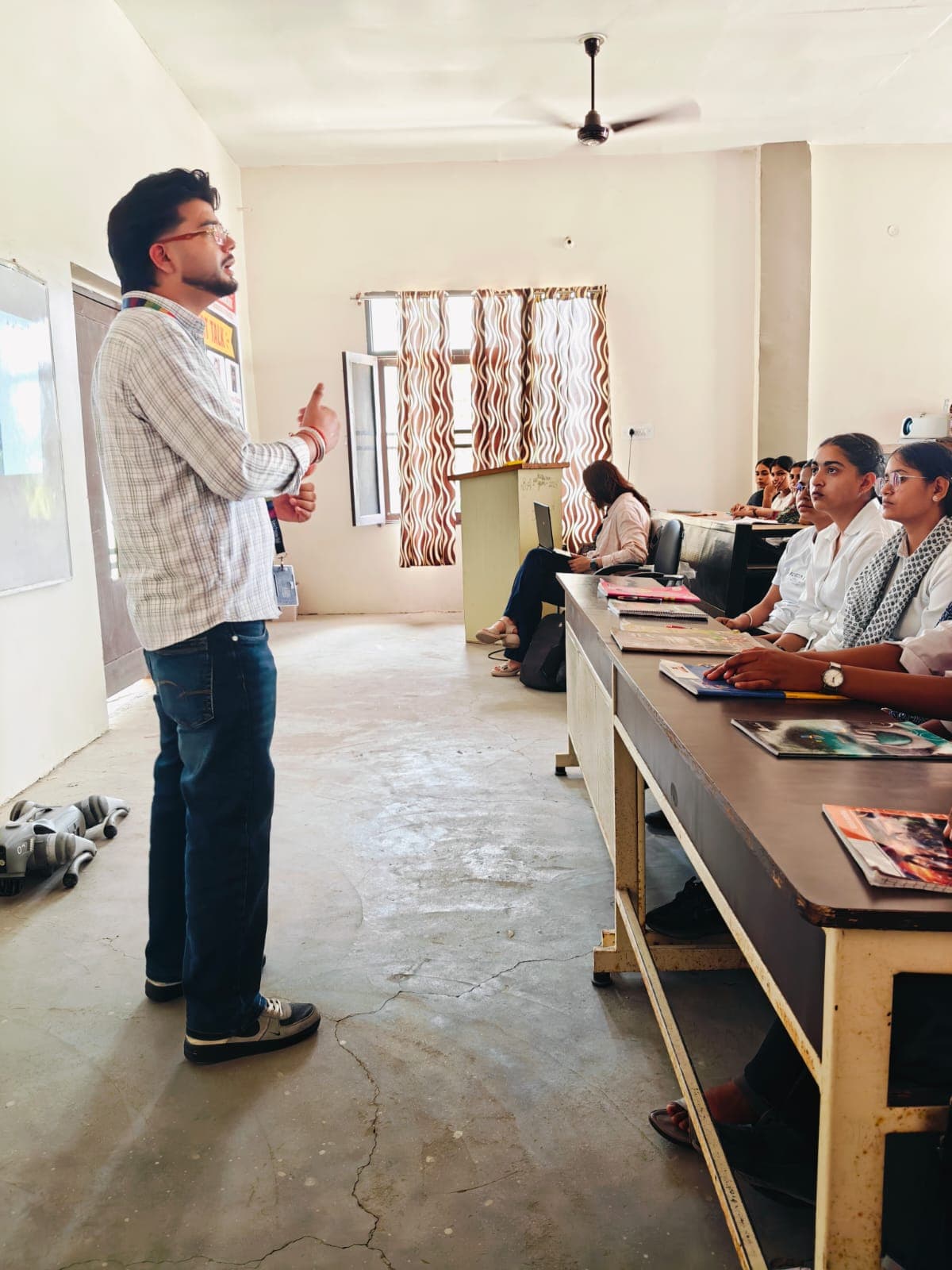 A techcadd trainer taking questions during a campus session